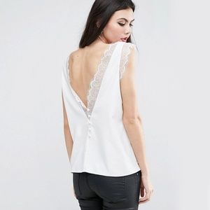 ASOS Deep Plunge Lace Blouse- Size 2